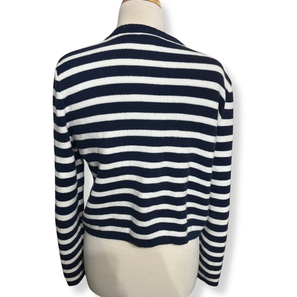 ✨ J.Crew Navy & White Striped Cardigan – Size M ✨ - Picture 7 of 9